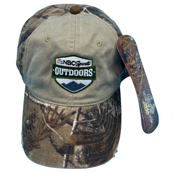 RARE NBC Sports Outdoors Baseball Cap Embroidered Hook & Loop Camo Realtree NWT